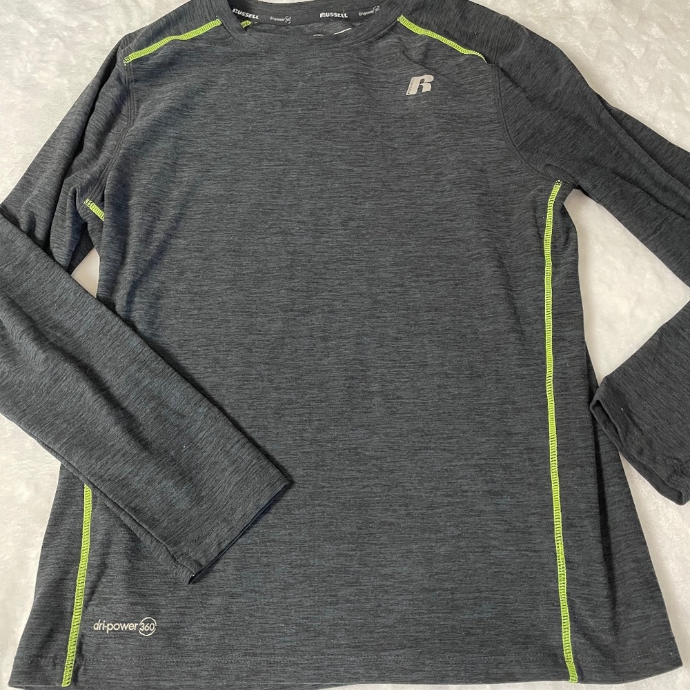 Russell Charcoal gray dri power Youth XL (14-16) long sleeve shirt